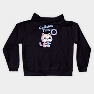 Caffeine Time Kawaii Cat Kids Hoodie